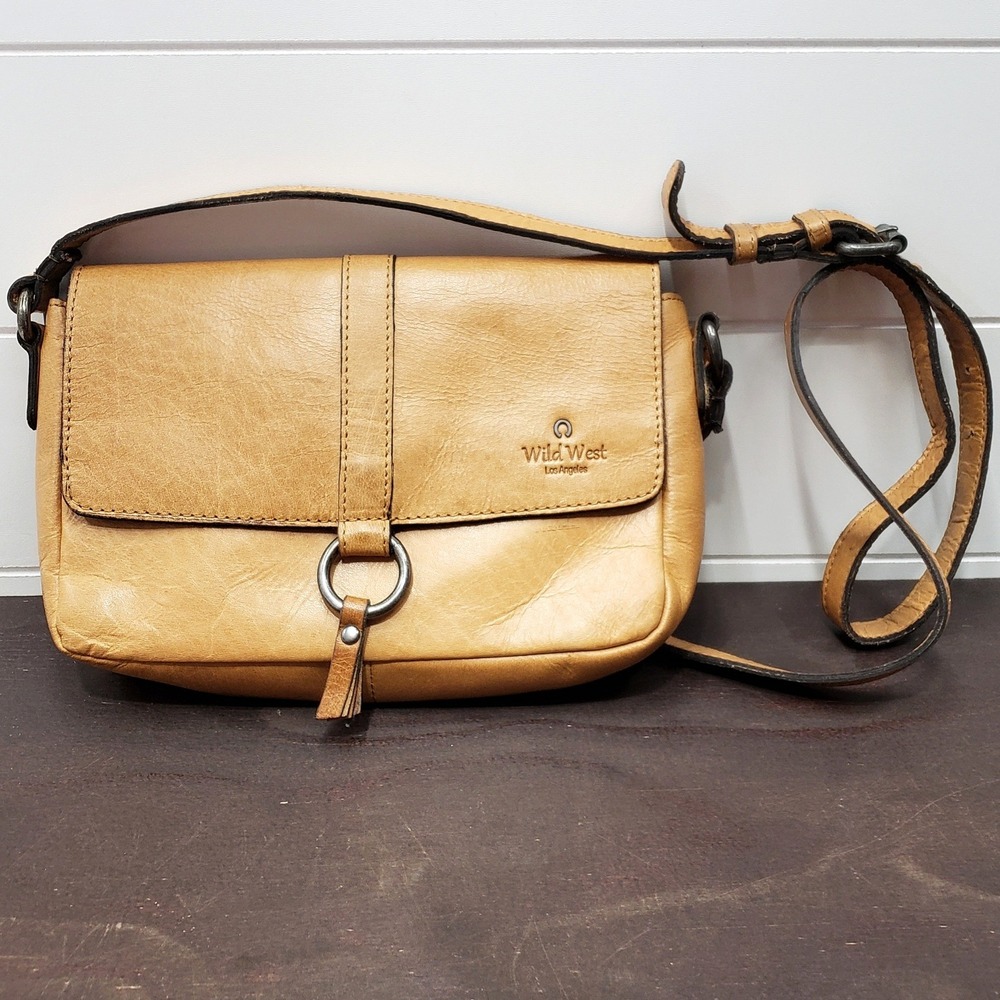 Wild West Los Angeles Crossbody Bag Women OS Tan Leather Western Boho